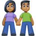 👫🏾 woman and man holding hands: medium-dark skin tone display on Facebook